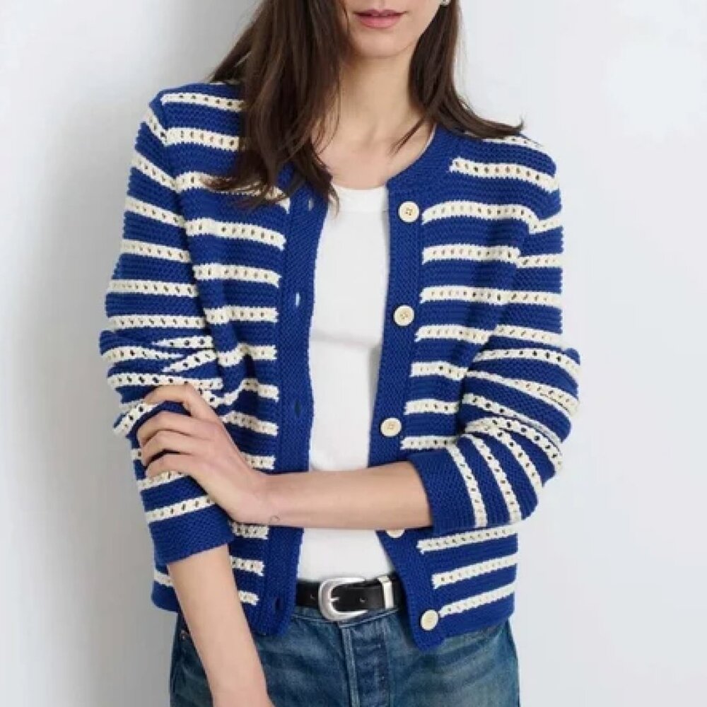 Alex Mill | Hailey Cardigan WT | Blue & White | Medium
